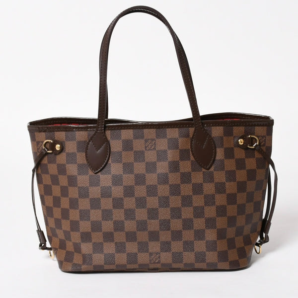 極美品 LOUIS VUITTON ルイヴィトン ネヴァーフルPM ハンドバッグ N41359 ダミエエベヌキャンバス ブラウン VI1099 ゴールド金具 中古 4a005793