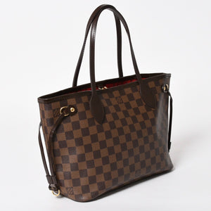 極美品 LOUIS VUITTON ルイヴィトン ネヴァーフルPM ハンドバッグ N41359 ダミエエベヌキャンバス ブラウン VI1099 ゴールド金具 中古 4a005793
