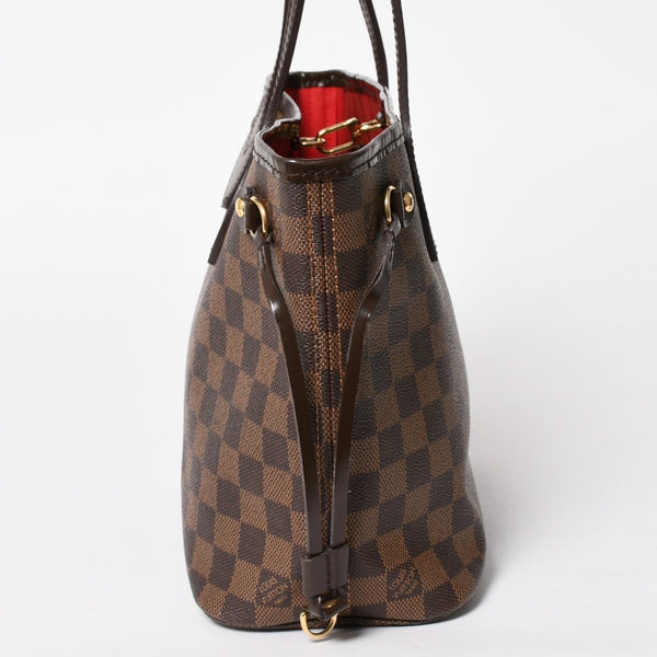 極美品 LOUIS VUITTON ルイヴィトン ネヴァーフルPM ハンドバッグ N41359 ダミエエベヌキャンバス ブラウン VI1099 ゴールド金具 中古 4a005793