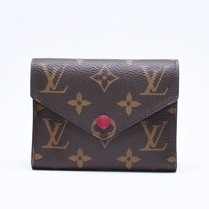 極美品 LOUIS VUITTON ルイヴィトン ポルトフォイユ ヴィクトリーヌ M41938 三つ折り財布 モノグラム ブラウン フューシャ中古 4a005799