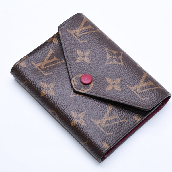 極美品 LOUIS VUITTON ルイヴィトン ポルトフォイユ ヴィクトリーヌ M41938 三つ折り財布 モノグラム ブラウン フューシャ中古 4a005799