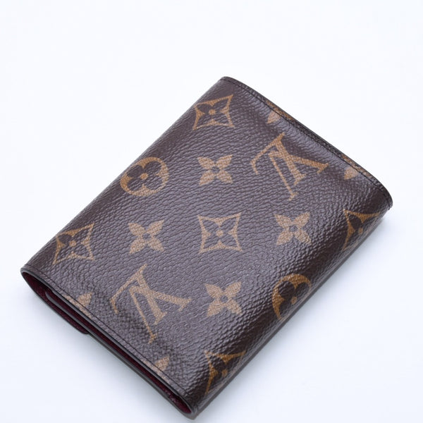 極美品 LOUIS VUITTON ルイヴィトン ポルトフォイユ ヴィクトリーヌ M41938 三つ折り財布 モノグラム ブラウン フューシャ中古 4a005799