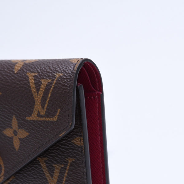 極美品 LOUIS VUITTON ルイヴィトン ポルトフォイユ ヴィクトリーヌ M41938 三つ折り財布 モノグラム ブラウン フューシャ中古 4a005799
