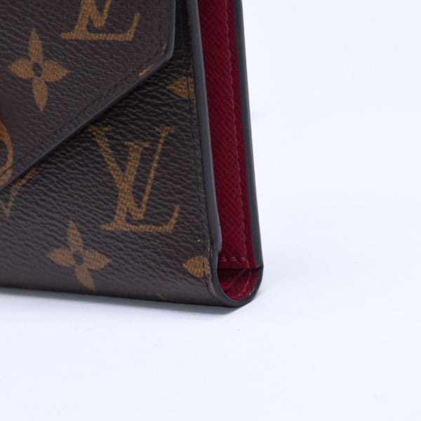 極美品 LOUIS VUITTON ルイヴィトン ポルトフォイユ ヴィクトリーヌ M41938 三つ折り財布 モノグラム ブラウン フューシャ中古 4a005799