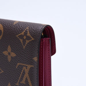 極美品 LOUIS VUITTON ルイヴィトン ポルトフォイユ ヴィクトリーヌ M41938 三つ折り財布 モノグラム ブラウン フューシャ中古 4a005799