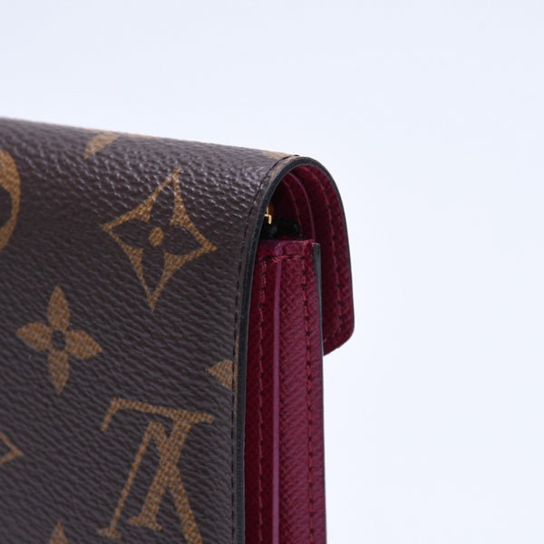 極美品 LOUIS VUITTON ルイヴィトン ポルトフォイユ ヴィクトリーヌ M41938 三つ折り財布 モノグラム ブラウン フューシャ中古 4a005799