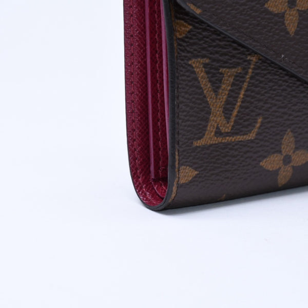 極美品 LOUIS VUITTON ルイヴィトン ポルトフォイユ ヴィクトリーヌ M41938 三つ折り財布 モノグラム ブラウン フューシャ中古 4a005799