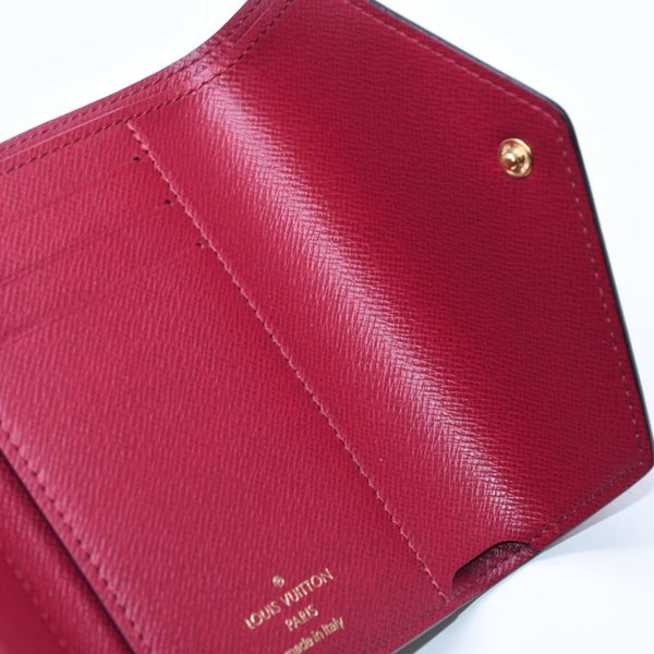 極美品 LOUIS VUITTON ルイヴィトン ポルトフォイユ ヴィクトリーヌ M41938 三つ折り財布 モノグラム ブラウン フューシャ中古 4a005799