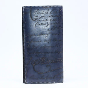 極美品 Berluti ベルルッティ セコイヤカリグラフィ 長財布 ウォレット レザー ネイビー ブルー 中古 4a005800