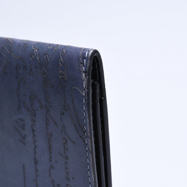 極美品 Berluti ベルルッティ セコイヤカリグラフィ 長財布 ウォレット レザー ネイビー ブルー 中古 4a005800