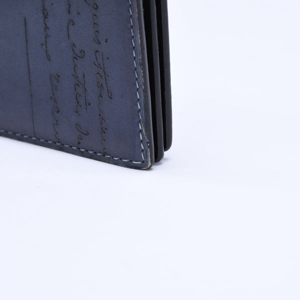 極美品 Berluti ベルルッティ セコイヤカリグラフィ 長財布 ウォレット レザー ネイビー ブルー 中古 4a005800