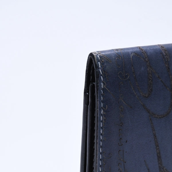 極美品 Berluti ベルルッティ セコイヤカリグラフィ 長財布 ウォレット レザー ネイビー ブルー 中古 4a005800