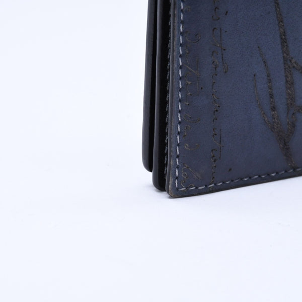 極美品 Berluti ベルルッティ セコイヤカリグラフィ 長財布 ウォレット レザー ネイビー ブルー 中古 4a005800
