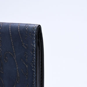 極美品 Berluti ベルルッティ セコイヤカリグラフィ 長財布 ウォレット レザー ネイビー ブルー 中古 4a005800
