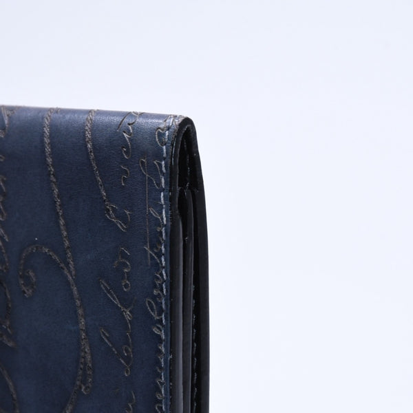 極美品 Berluti ベルルッティ セコイヤカリグラフィ 長財布 ウォレット レザー ネイビー ブルー 中古 4a005800