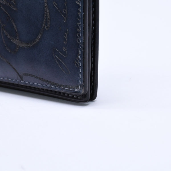 極美品 Berluti ベルルッティ セコイヤカリグラフィ 長財布 ウォレット レザー ネイビー ブルー 中古 4a005800