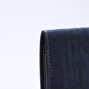 極美品 Berluti ベルルッティ セコイヤカリグラフィ 長財布 ウォレット レザー ネイビー ブルー 中古 4a005800
