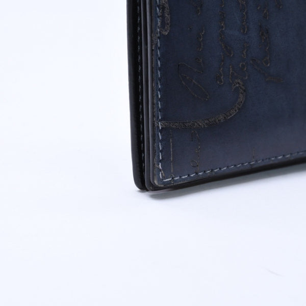 極美品 Berluti ベルルッティ セコイヤカリグラフィ 長財布 ウォレット レザー ネイビー ブルー 中古 4a005800