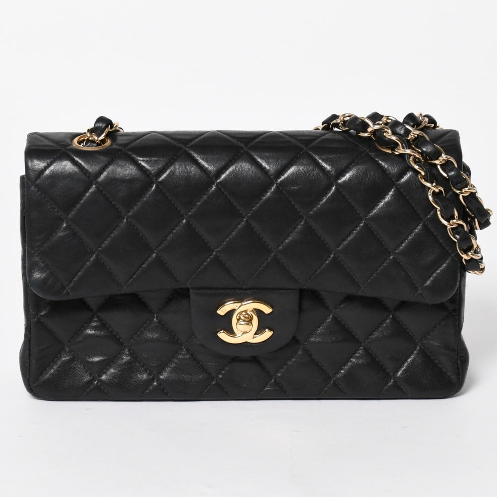 CHANEL 新型 シャネル マトラッセ23 Wフラップ Wチェーンショルダーバッグ A2500 7番台 ココマーク ラムスキン ブラック 美品 中古 4a005888