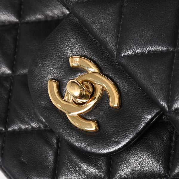 CHANEL 新型 シャネル マトラッセ23 Wフラップ Wチェーンショルダーバッグ A2500 7番台 ココマーク ラムスキン ブラック 美品 中古 4a005888