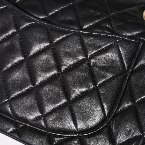 CHANEL 新型 シャネル マトラッセ23 Wフラップ Wチェーンショルダーバッグ A2500 7番台 ココマーク ラムスキン ブラック 美品 中古 4a005888