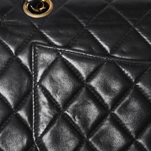 CHANEL 新型 シャネル マトラッセ23 Wフラップ Wチェーンショルダーバッグ A2500 7番台 ココマーク ラムスキン ブラック 美品 中古 4a005888