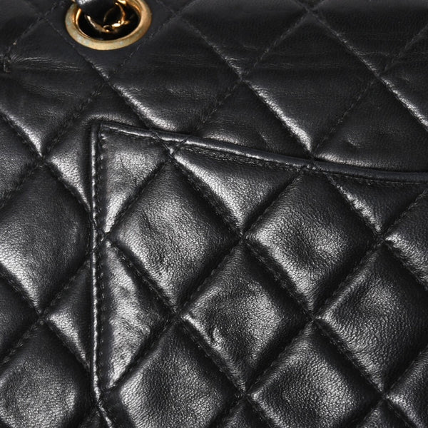 CHANEL 新型 シャネル マトラッセ23 Wフラップ Wチェーンショルダーバッグ A2500 7番台 ココマーク ラムスキン ブラック 美品 中古 4a005888