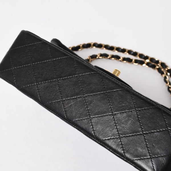 CHANEL 新型 シャネル マトラッセ23 Wフラップ Wチェーンショルダーバッグ A2500 7番台 ココマーク ラムスキン ブラック 美品 中古 4a005888