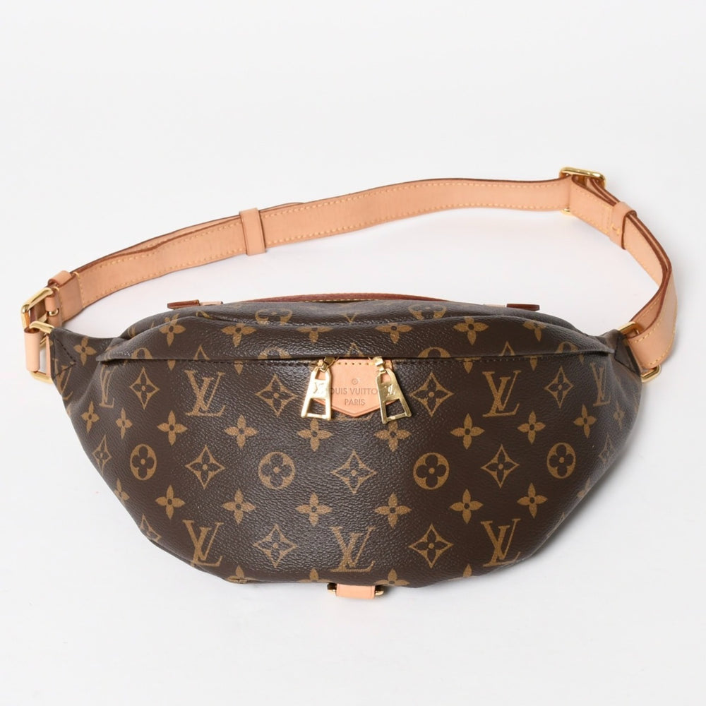 極美品 LOUIS VUITTON ルイ ヴィトン バムバッグ ショルダーバッグ M43644 ブラウン モノグラムキャンバス レザー ゴールド金具 中古 4a005806