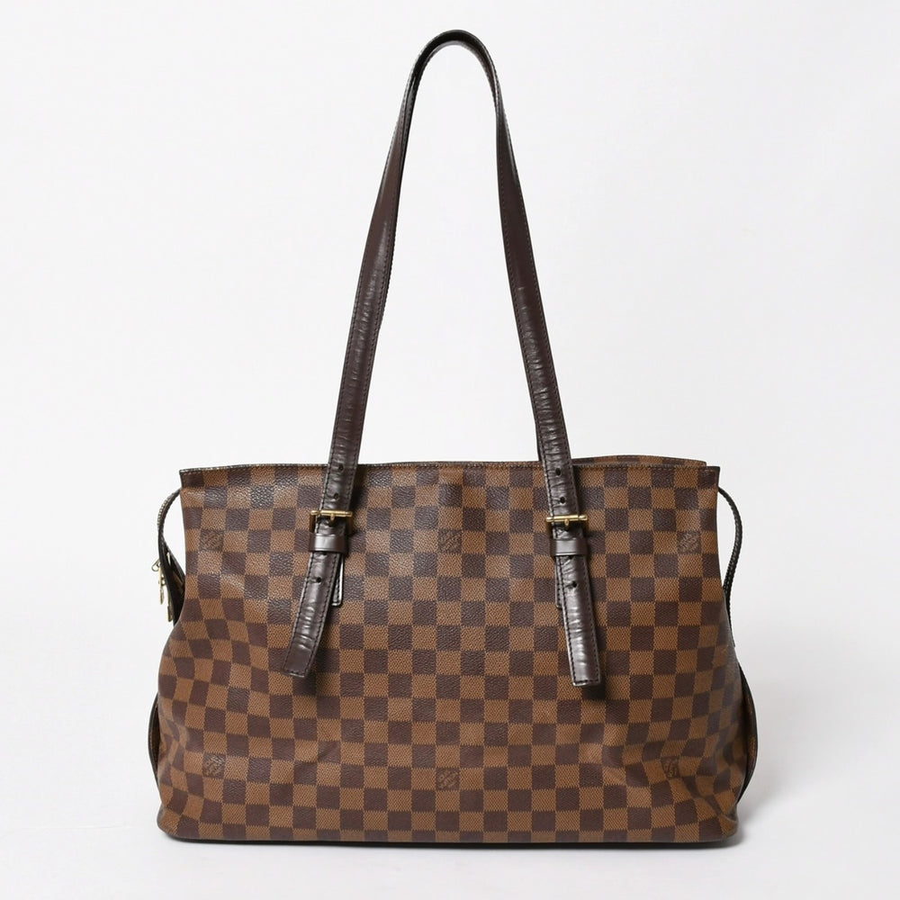 LOUIS VUITTON ルイヴィトン チェルシー トートバッグ N51119 ダミエエベヌキャンバス ブラウン ゴールド金具 美品 中古 4a005825