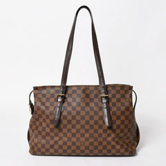 LOUIS VUITTON ルイヴィトン チェルシー トートバッグ N51119 ダミエエベヌキャンバス ブラウン ゴールド金具 美品 中古 4a005825
