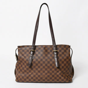 LOUIS VUITTON ルイヴィトン チェルシー トートバッグ N51119 ダミエエベヌキャンバス ブラウン ゴールド金具 美品 中古 4a005825