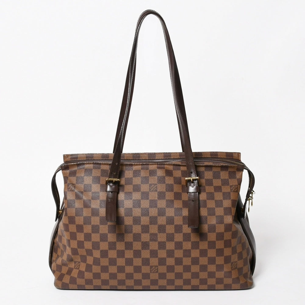 LOUIS VUITTON ルイヴィトン チェルシー トートバッグ N51119 ダミエエベヌキャンバス ブラウン ゴールド金具 美品 中古 4a005825