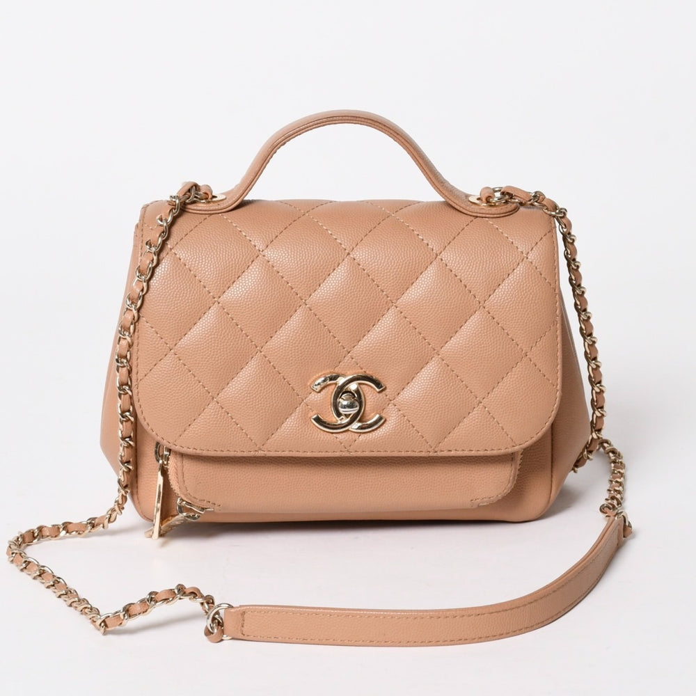 極美品 CHANEL シャネル ビジネスアフィニティ チェーンショルダーバッグ 25番台 ココマーク A93607 キャビアスキン ゴールド金具 中古 4a005875