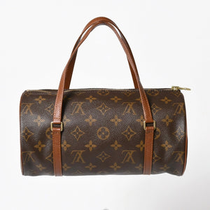 極美品 LOUIS VUITTON ルイヴィトン パピヨン26 ハンドバッグ M51366 モノグラム ブラウン レザー ゴールド金具 旧型 中古 4a005790