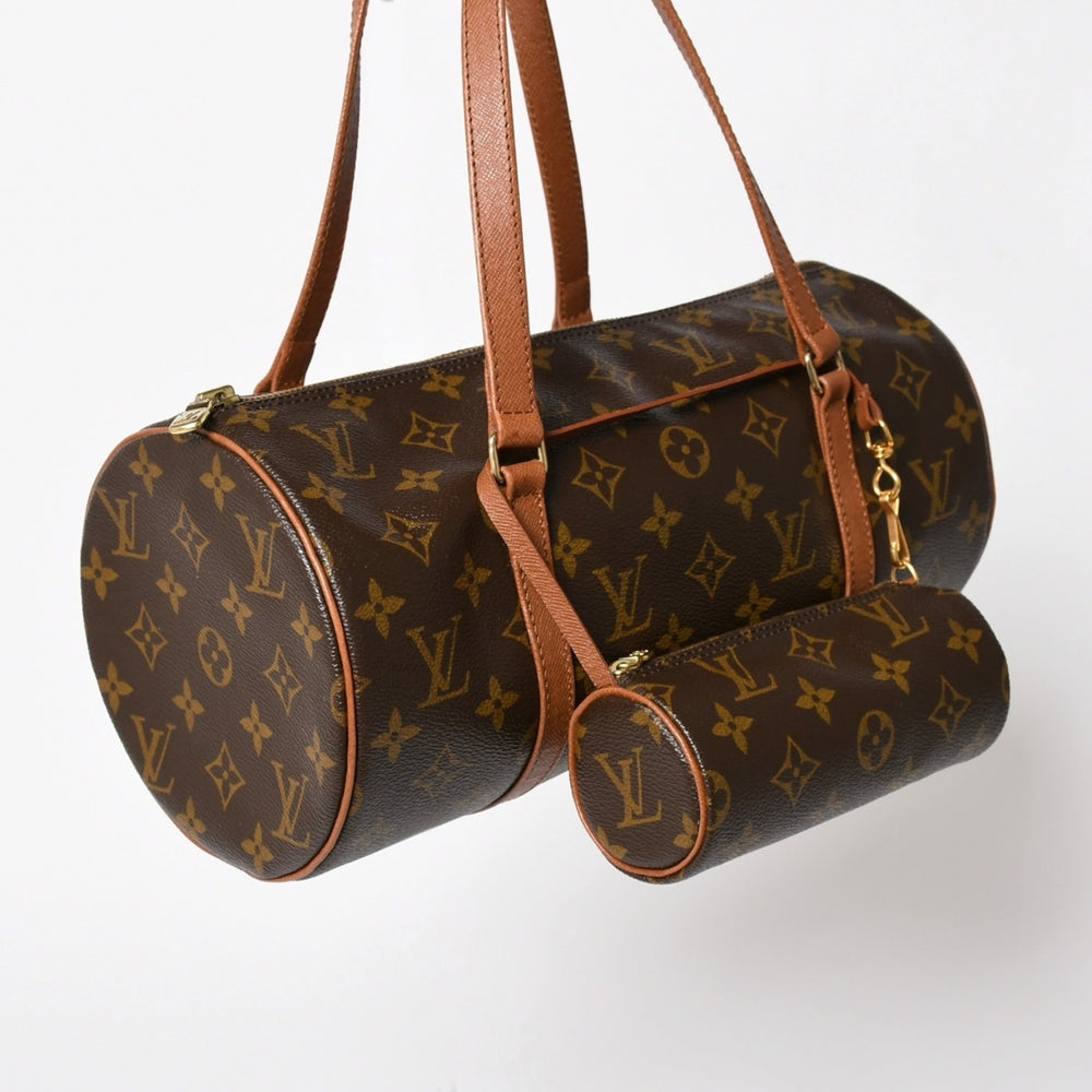 極美品 LOUIS VUITTON ルイヴィトン パピヨン30 GM ハンドバッグ M51365 モノグラム ゴールド金具 筒型 中古 4a005807