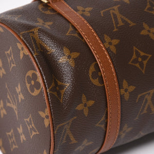 極美品 LOUIS VUITTON ルイヴィトン パピヨン26 ハンドバッグ M51366 モノグラム ブラウン レザー ゴールド金具 旧型 中古 4a005790