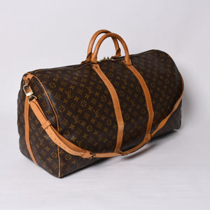 LOUIS VUITTON Keepall Bandouliere 60 Boston Bag M41412 Monogram PVC Tanned Leather Brown Good Condition Used 4a000579