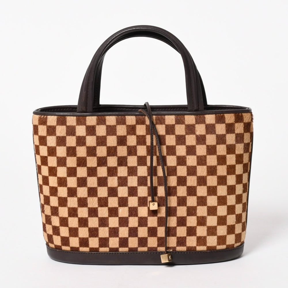 極美品 LOUIS VUITTON ルイヴィトン インパラ ハンドバッグ ハラコ ダミエソバージュ ブラウン ベージュ M92133 中古 4a005815