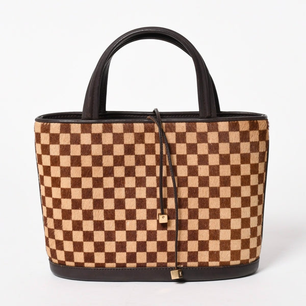 極美品 LOUIS VUITTON ルイヴィトン インパラ ハンドバッグ ハラコ ダミエソバージュ ブラウン ベージュ M92133 中古 4a005815