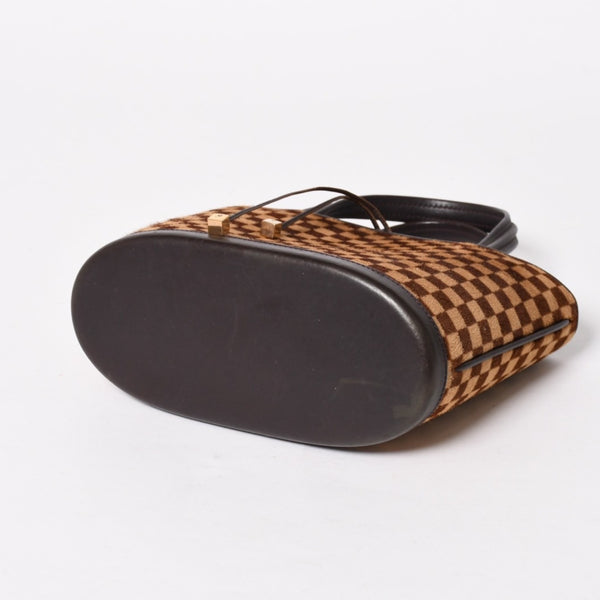 極美品 LOUIS VUITTON ルイヴィトン インパラ ハンドバッグ ハラコ ダミエソバージュ ブラウン ベージュ M92133 中古 4a005815