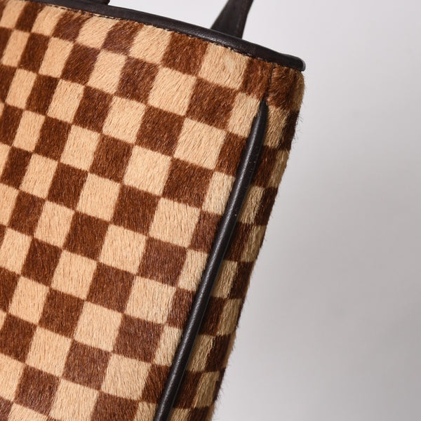 極美品 LOUIS VUITTON ルイヴィトン インパラ ハンドバッグ ハラコ ダミエソバージュ ブラウン ベージュ M92133 中古 4a005815