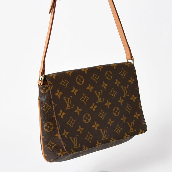 極美品 LOUIS VUITTON ルイヴィトン ミュゼットタンゴ ショルダーバック M51257 モノグラムキャンバス SP0091 ブラウン ゴールド金具 中古 4a005823