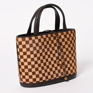 極美品 LOUIS VUITTON ルイヴィトン インパラ ハンドバッグ ハラコ ダミエソバージュ ブラウン ベージュ M92133 中古 4a005815