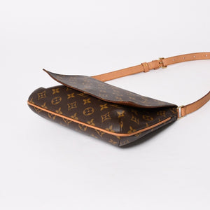 極美品 LOUIS VUITTON ルイヴィトン ミュゼットタンゴ ショルダーバック M51257 モノグラムキャンバス SP0091 ブラウン ゴールド金具 中古 4a005823