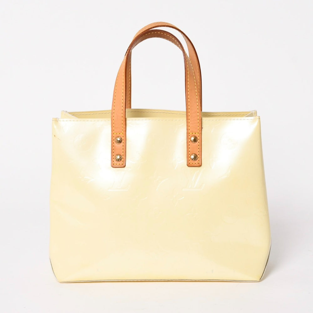 LOUIS VUITTON ルイヴィトン モノグラム リードPM ヴェルニ ペルル ホワイト アイボリー クリームイエロー ミニトートバッグ ゴールド金具 M91336 美品 中古 4a005805