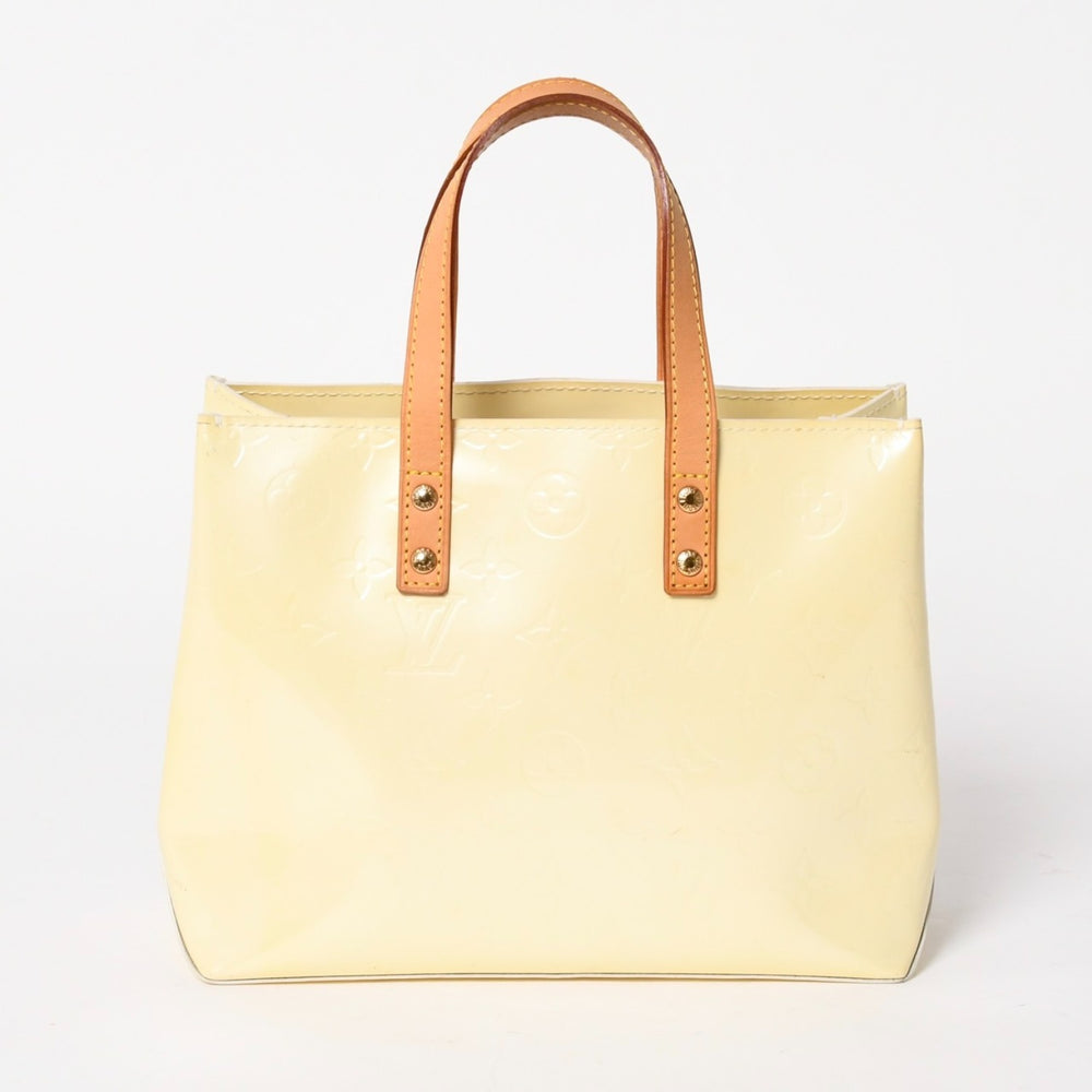LOUIS VUITTON ルイヴィトン モノグラム リードPM ヴェルニ ペルル ホワイト アイボリー クリームイエロー ミニトートバッグ ゴールド金具 M91336 美品 中古 4a005805