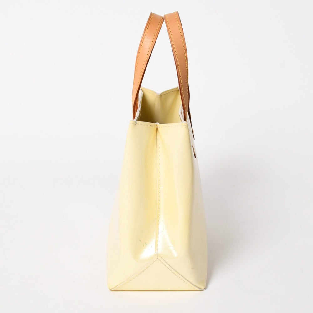 LOUIS VUITTON ルイヴィトン モノグラム リードPM ヴェルニ ペルル ホワイト アイボリー クリームイエロー ミニトートバッグ ゴールド金具 M91336 美品 中古 4a005805