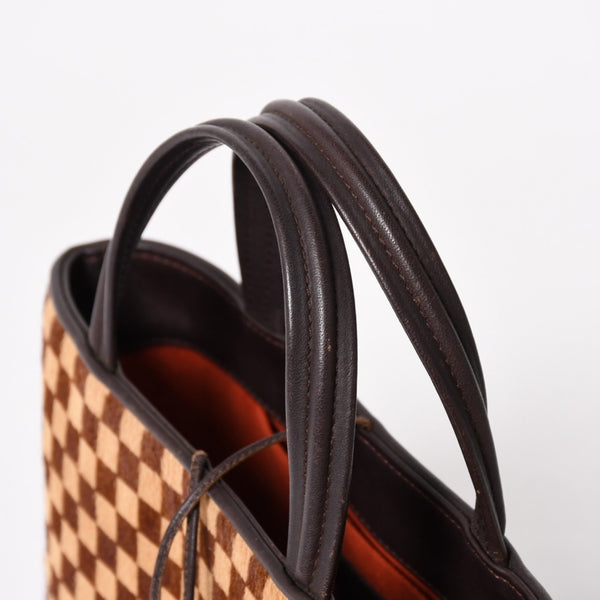 極美品 LOUIS VUITTON ルイヴィトン インパラ ハンドバッグ ハラコ ダミエソバージュ ブラウン ベージュ M92133 中古 4a005815