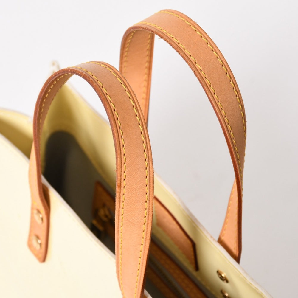 LOUIS VUITTON ルイヴィトン モノグラム リードPM ヴェルニ ペルル ホワイト アイボリー クリームイエロー ミニトートバッグ ゴールド金具 M91336 美品 中古 4a005805